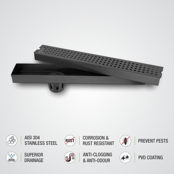 Palo Shower Drain Channel - Black (40 x 3 Inches) - LIPKA - Lipka Home