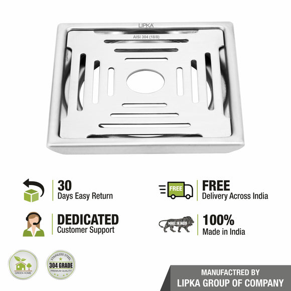Green Exclusive Square Floor Drain (6 x 6 Inches) with Hole - LIPKA - Lipka Home