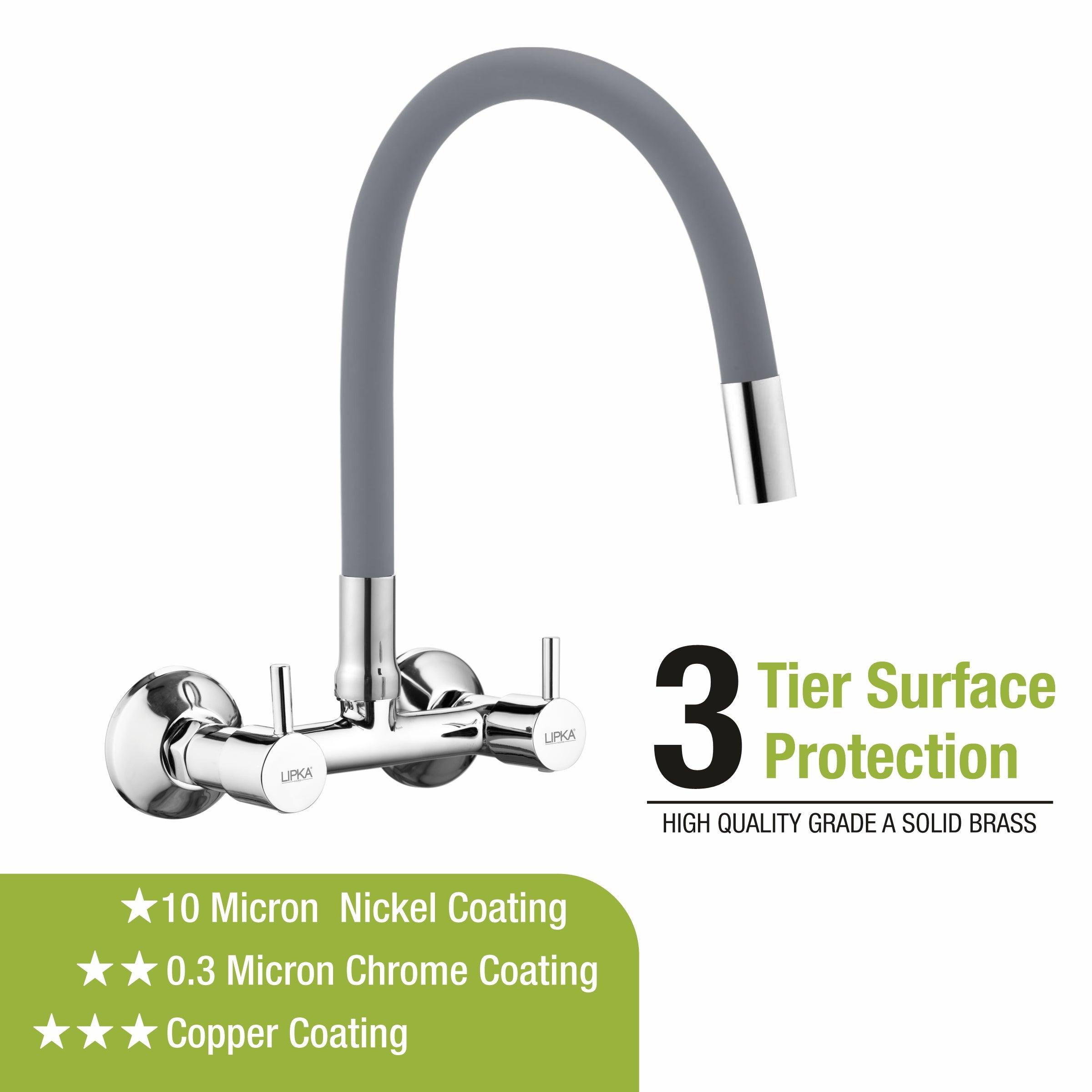 Kyron Sink Mixer Brass Faucet with Flexible Silicone Spout (Grey) - LIPKA - Lipka Home