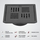 Pink Exclusive Square Floor Drain in Black PVD Coating (5 x 5 Inches) with Cockroach Trap - LIPKA - Lipka Home