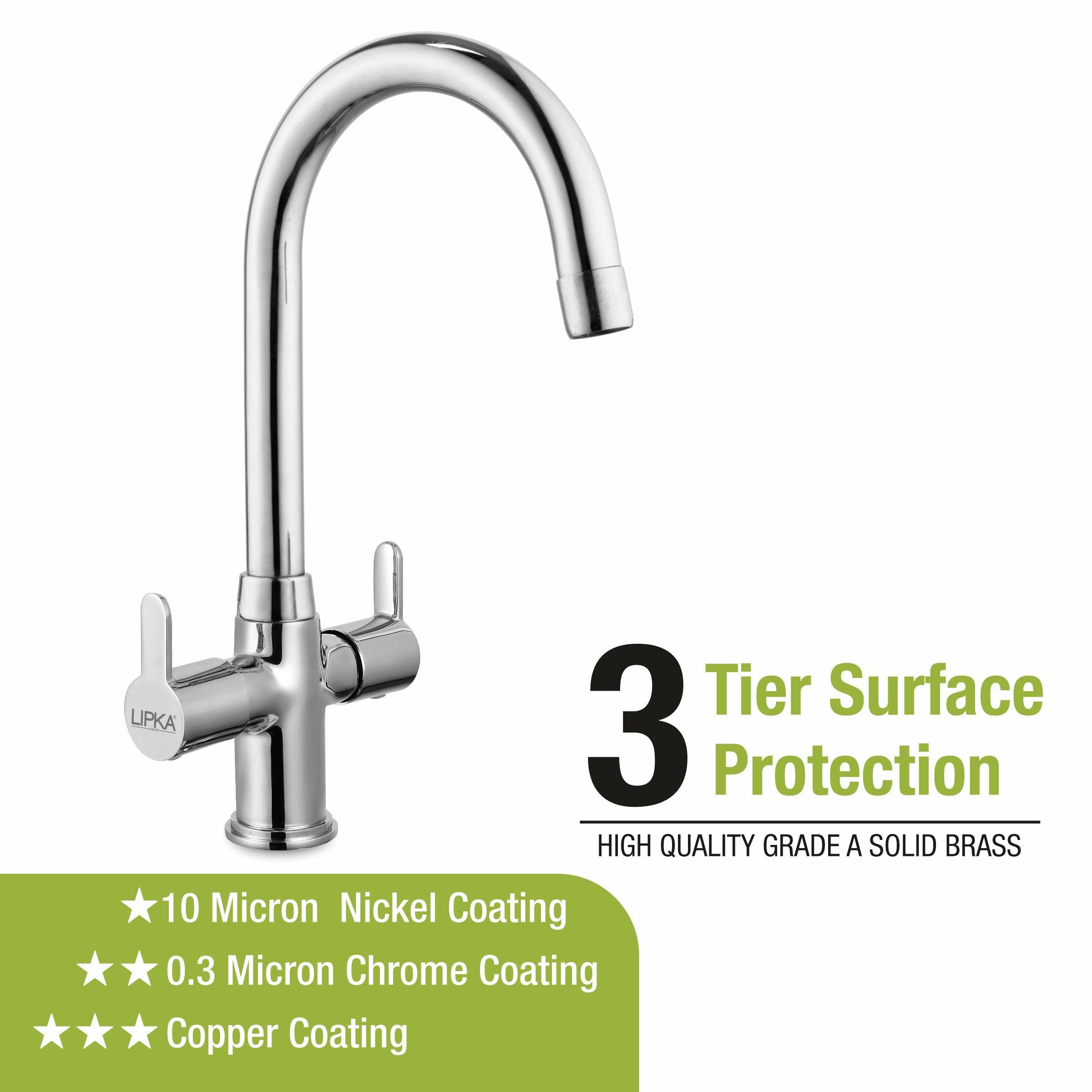 Fusion Centre Hole Basin Mixer Brass Faucet with Round Swivel Spout (15 Inches) - LIPKA - Lipka Home