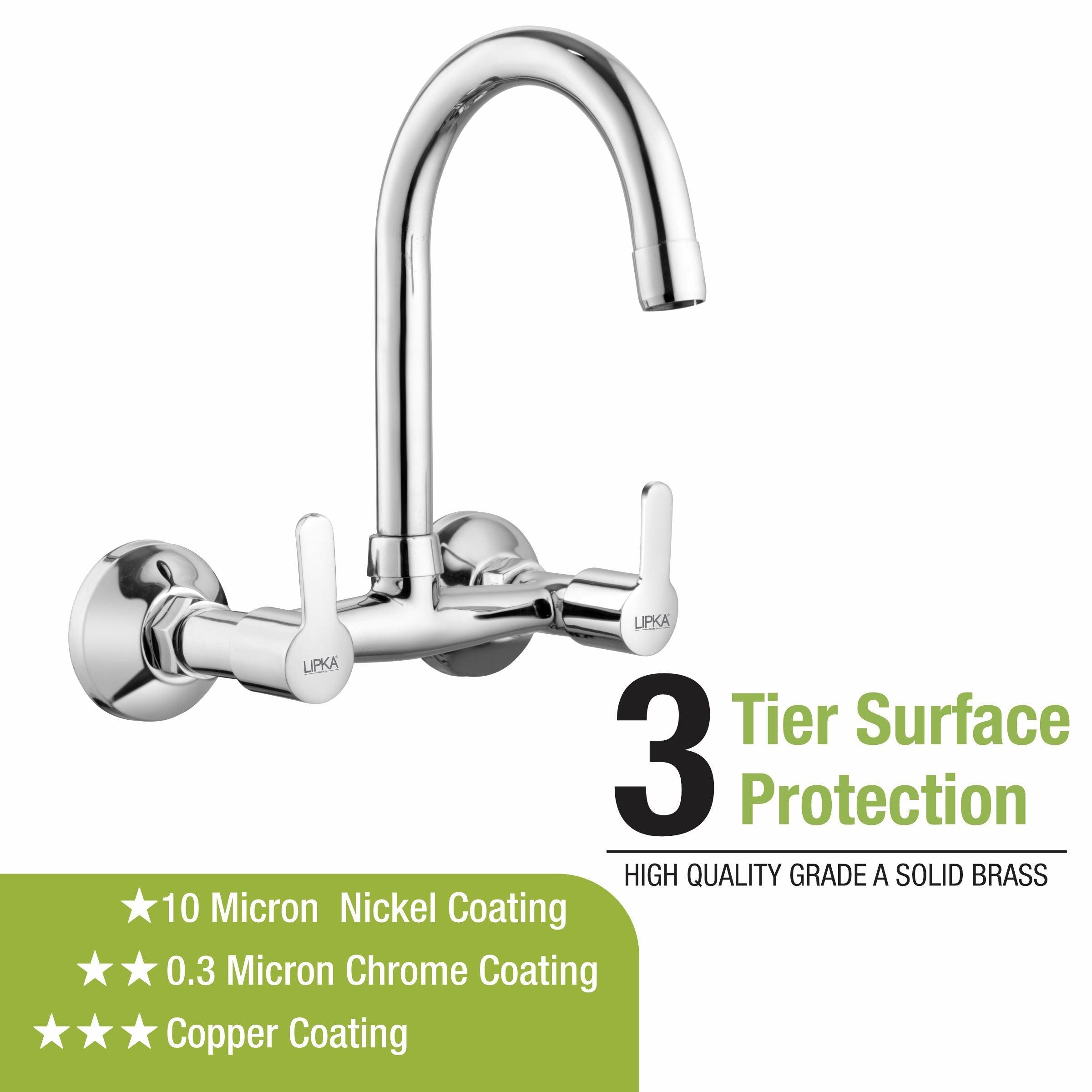 Frenk Sink Mixer Brass Faucet with Round Swivel Spout (15 Inches) 3 tier protection