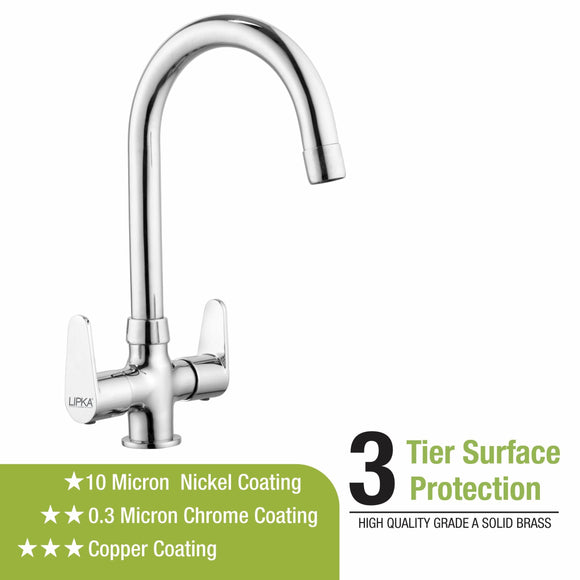 Virgo Centre Hole Basin Mixer Brass Faucet with Round Swivel Spout (15 Inches) - LIPKA - Lipka Home