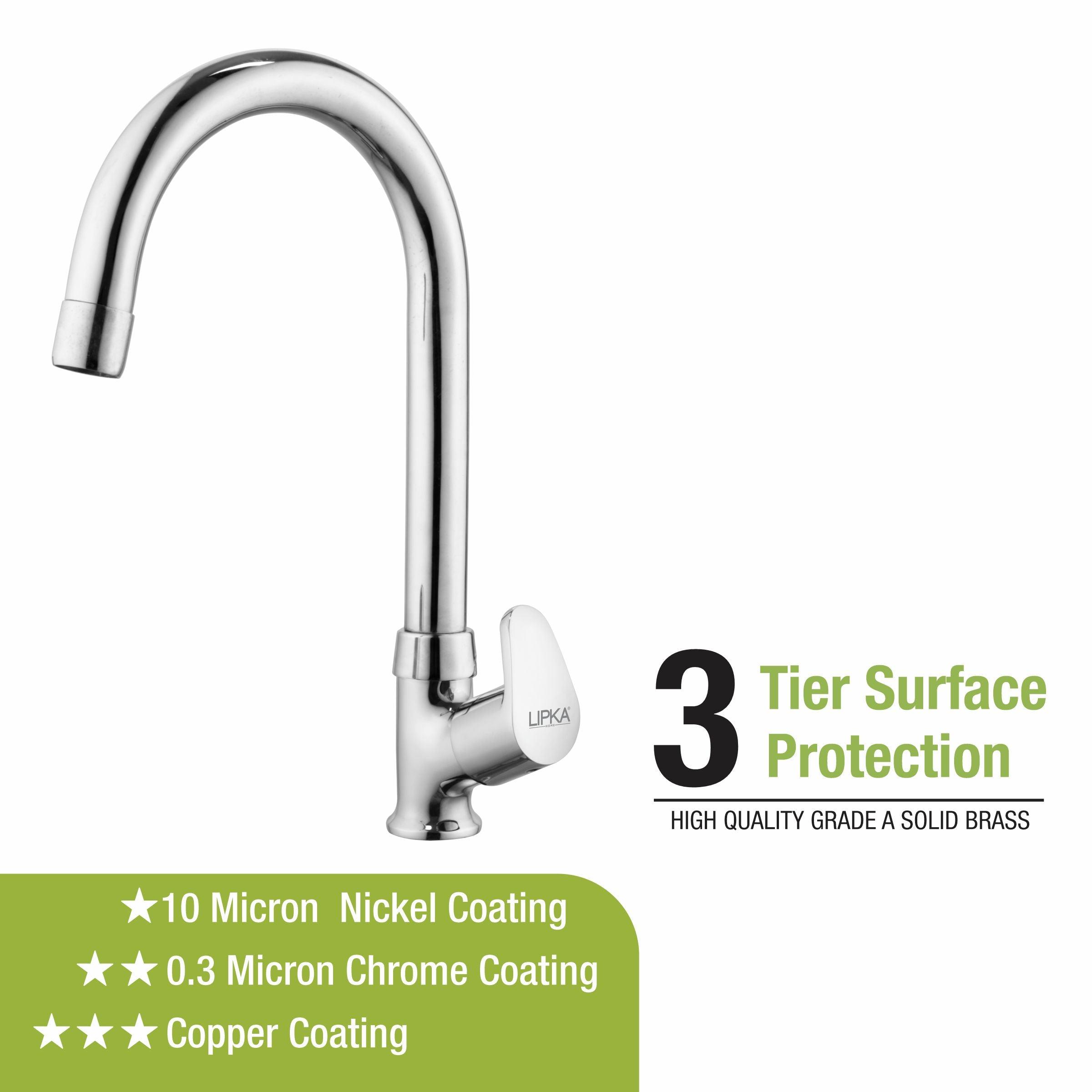 Apple Swan Neck Brass Faucet with Round Swivel Spout (15 Inches) - LIPKA - Lipka Home