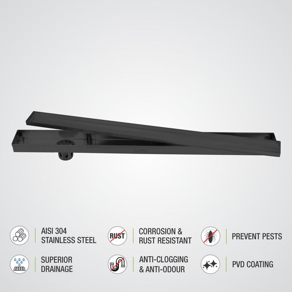 Tile Insert Shower Drain Channel - Black (40 x 3 Inches) - LIPKA - Lipka Home