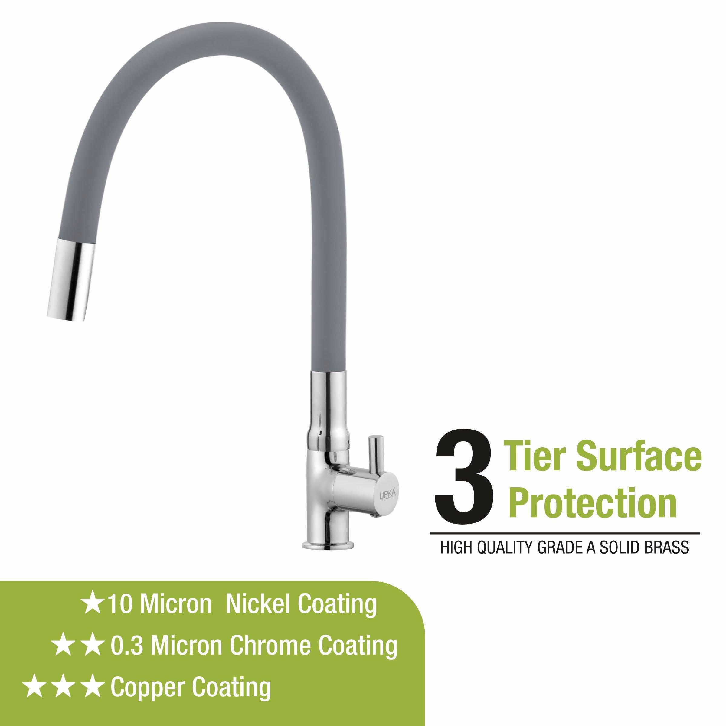 Kyron Swan Neck Brass Faucet with Flexible Silicone Spout (Grey) - LIPKA - Lipka Home