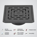 Orange Exclusive Square Floor Drain in Black PVD Coating (6 x 6 Inches) with Cockroach Trap - LIPKA - Lipka Home