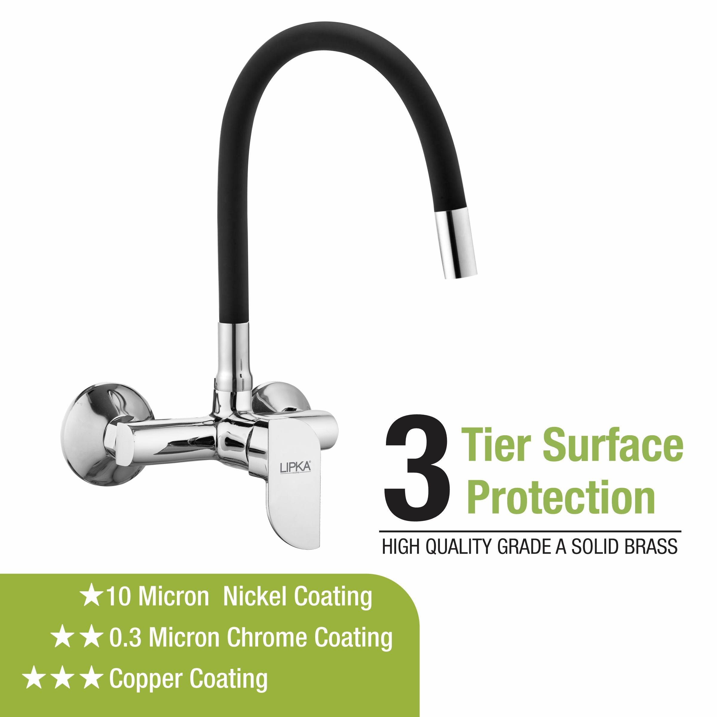 Arise Single Lever Sink Mixer with Black Flexible Silicone Spout (20 Inches) - LIPKA - Lipka Home