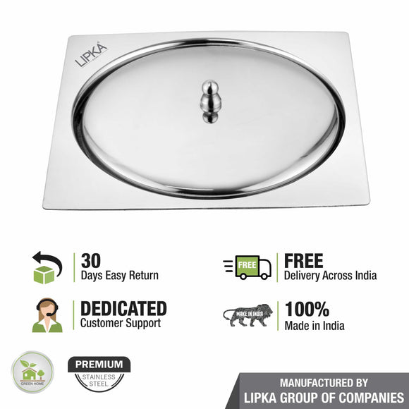 Saturn Square Flat Cut Floor Drain (5 x 5 Inches) - LIPKA - Lipka Home