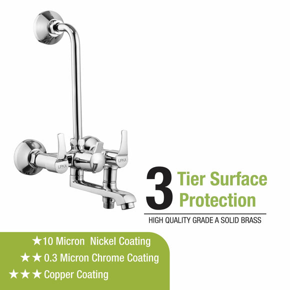 Coral 3 in 1 Wall Mixer Brass Faucet with L Bend - LIPKA - Lipka Home