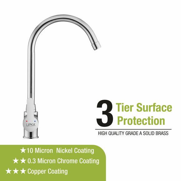 Fusion Single Lever Table Mount Sink Mixer Brass Faucet with Round Swivel Spout (20 Inches) - LIPKA - Lipka Home