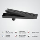 Vertical Shower Drain Channel - Black (36 x 3 Inches) - LIPKA - Lipka Home