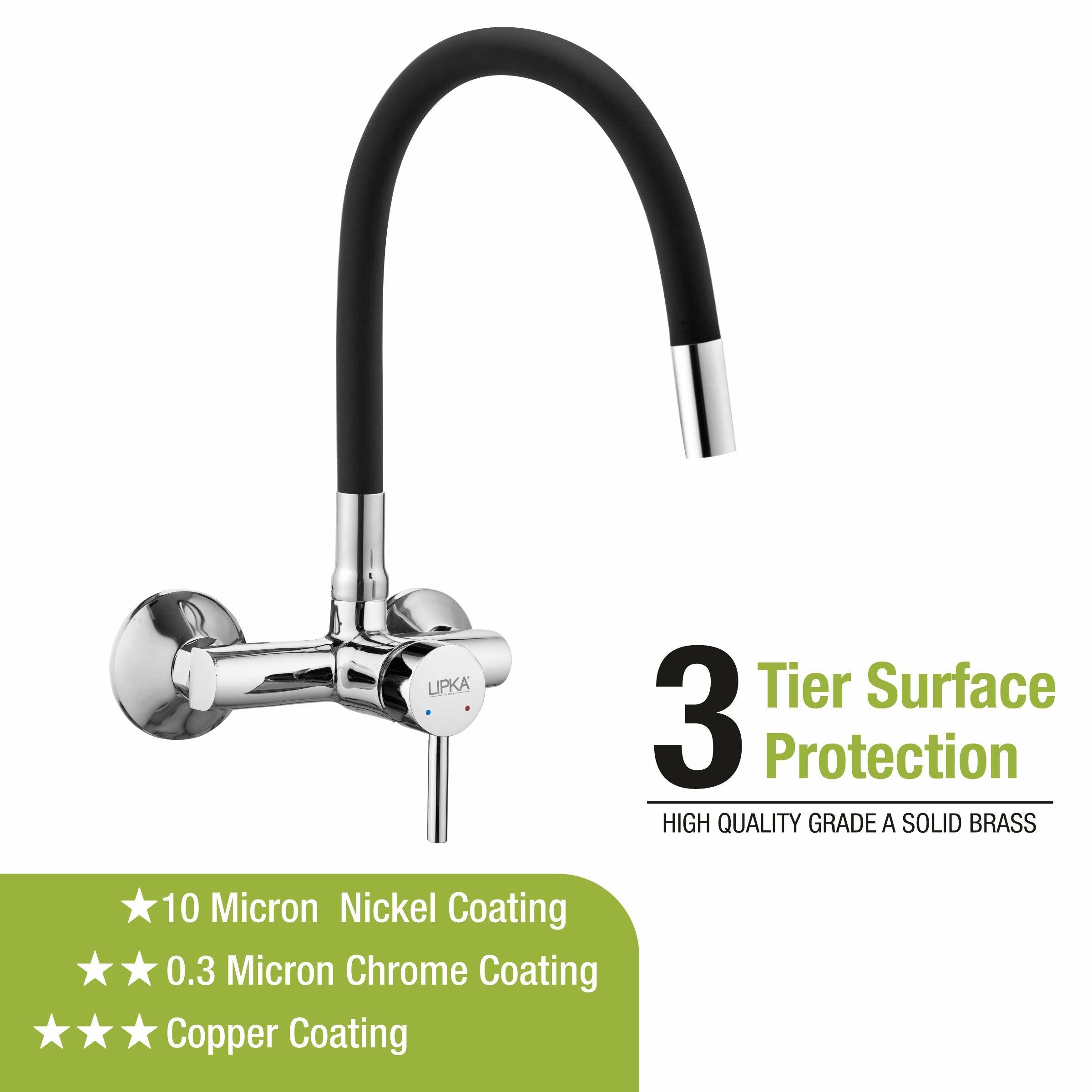 Kyron Single Lever Sink Mixer with Black Flexible Silicone Spout (20 Inches) - LIPKA - Lipka Home