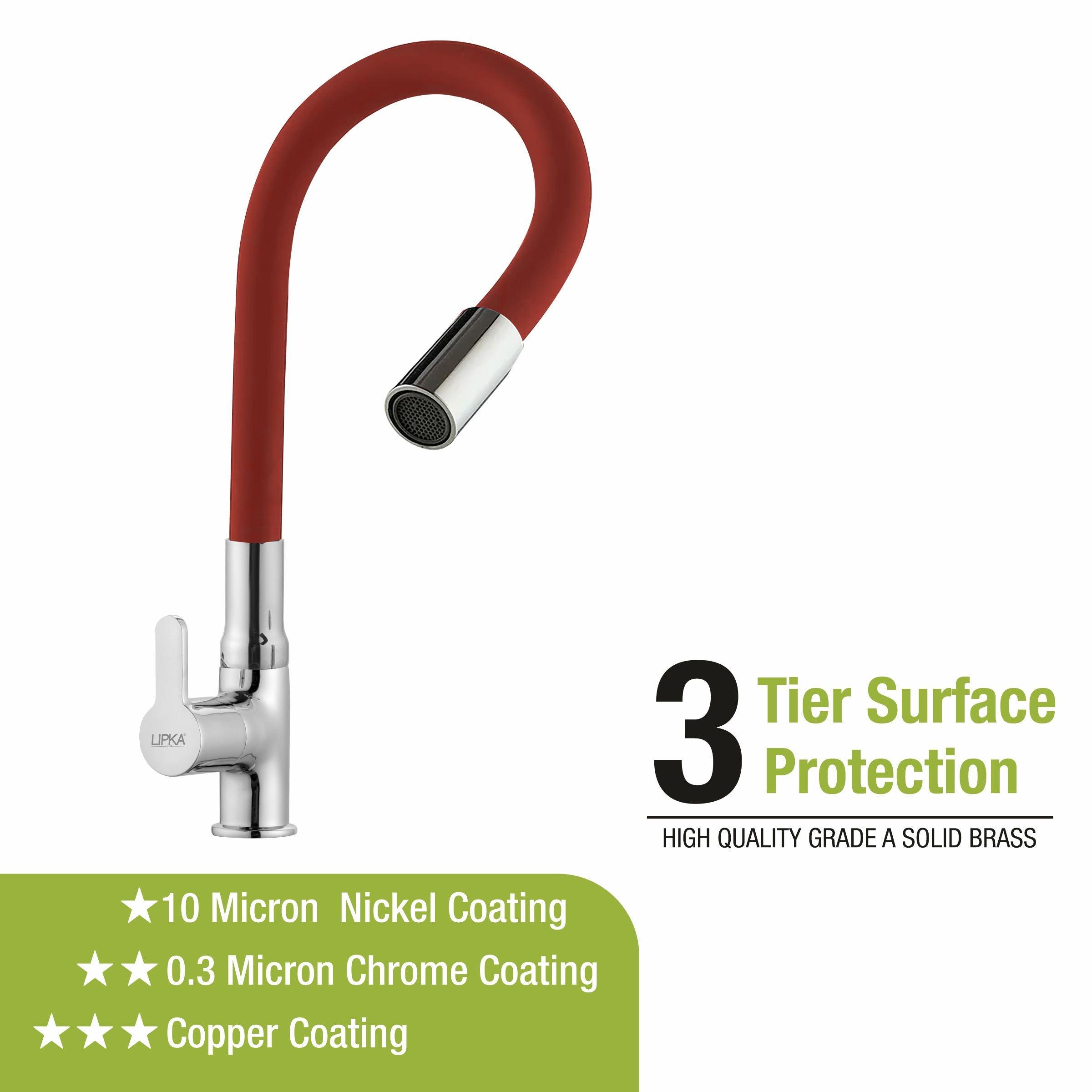 Fusion Swan Neck Brass Faucet with Flexible Silicone Spout (Red) - LIPKA - Lipka Home