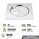 Eon Square Flat Cut Floor Drain with Golden Classic Jali, Hinge and Hole (6 x 6 Inches) - LIPKA - Lipka Home