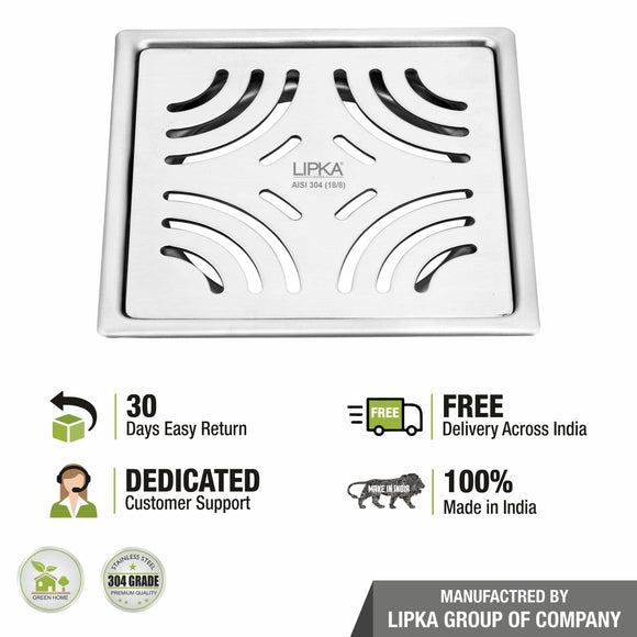 Purple Exclusive Square Flat Cut Floor Drain (5 x 5 Inches) - LIPKA - Lipka Home