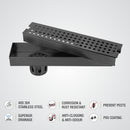 Palo Shower Drain Channel - Black (12 x 3 Inches) - LIPKA - Lipka Home