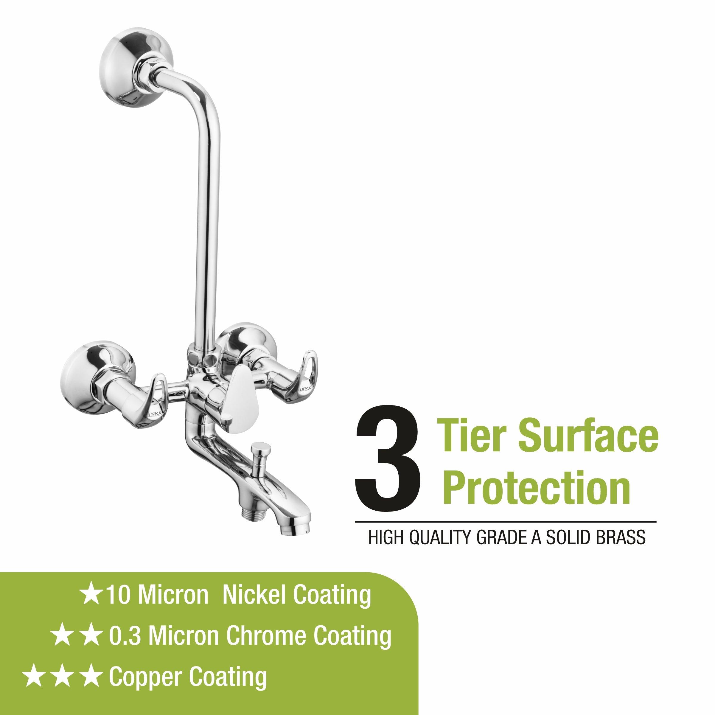 Pixel 3 in 1 Wall Mixer Brass Faucet with L Bend - LIPKA - Lipka Home