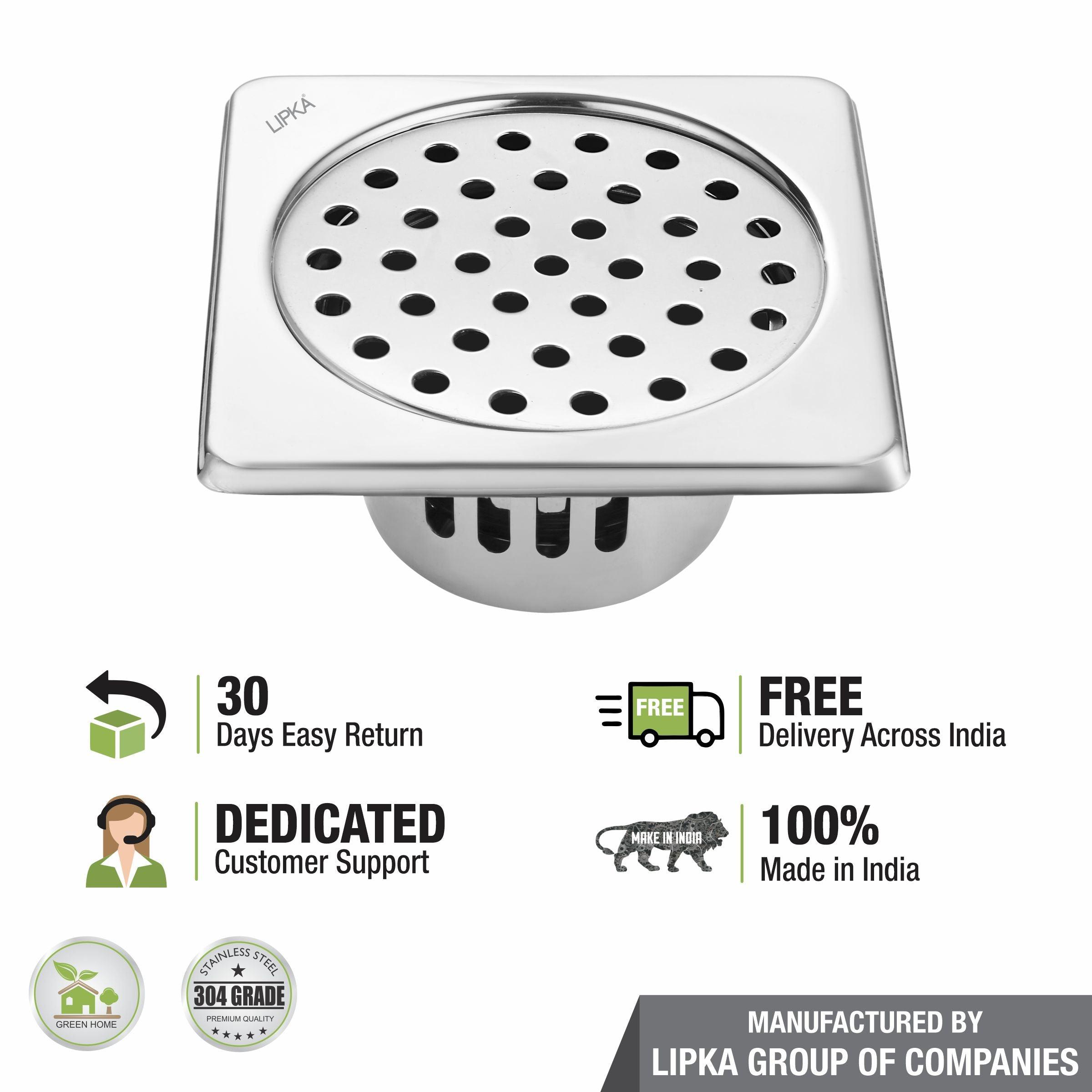Square Floor Drain (6 x 6 Inches) with Cockroach Trap - LIPKA - Lipka Home