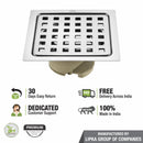 Square Jal Floor Drain (6 x 6 Inches) with Wide PVC Cockroach Trap - LIPKA - Lipka Home