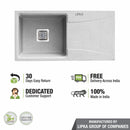 Sand Pluto Quartz Single Bowl with Drainboard Kitchen Sink (36 x 18 x 9 Inches) - LIPKA - Lipka Home