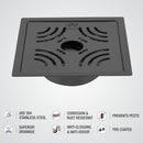 Purple Exclusive Square Flat Cut Floor Drain in Black PVD Coating (6 x 6 Inches) with Hole & Cockroach Trap - LIPKA - Lipka Home