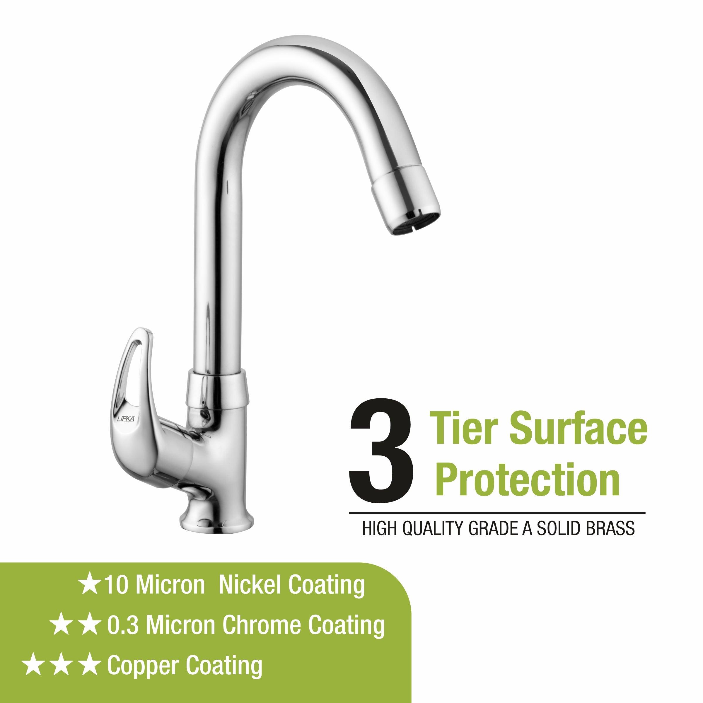 Pixel Swan Neck Brass Faucet with Round Swivel Spout (12 Inches) - LIPKA - Lipka Home