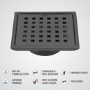 Red Exclusive Square Floor Drain in Black PVD Coating (6 x 6 Inches) with Cockroach Trap - LIPKA - Lipka Home