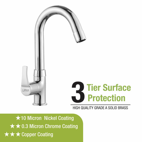 Coral Swan Neck Brass Faucet with Round Swivel Spout (12 Inches) - LIPKA - Lipka Home