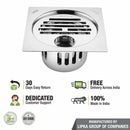 Golden Classic Jali Square Flat Cut Floor Drain (5 x 5 Inches) with Hole and Cockroach Trap - LIPKA - Lipka Home