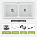 Crystal White Quartz Double Bowl Kitchen Sink (45 x 20 x 9 Inches) - LIPKA - Lipka Home