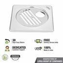 Eon Square Floor Drain with Golden Classic Jali and Hole (5 x 5 Inches) - LIPKA - Lipka Home