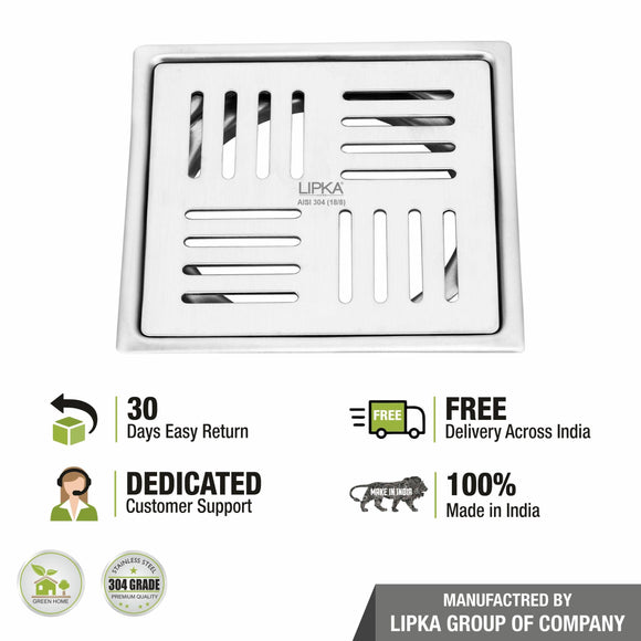 Pink Exclusive Square Flat Cut Floor Drain (5 x 5 Inches) - LIPKA - Lipka Home