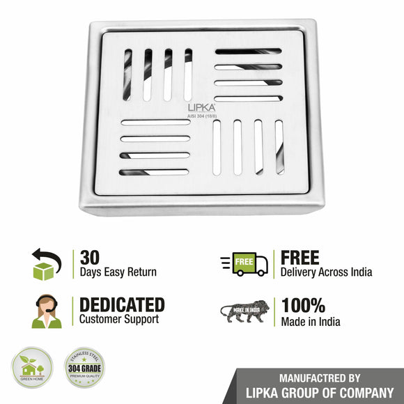 Pink Exclusive Square Floor Drain (5 x 5 Inches) - LIPKA - Lipka Home