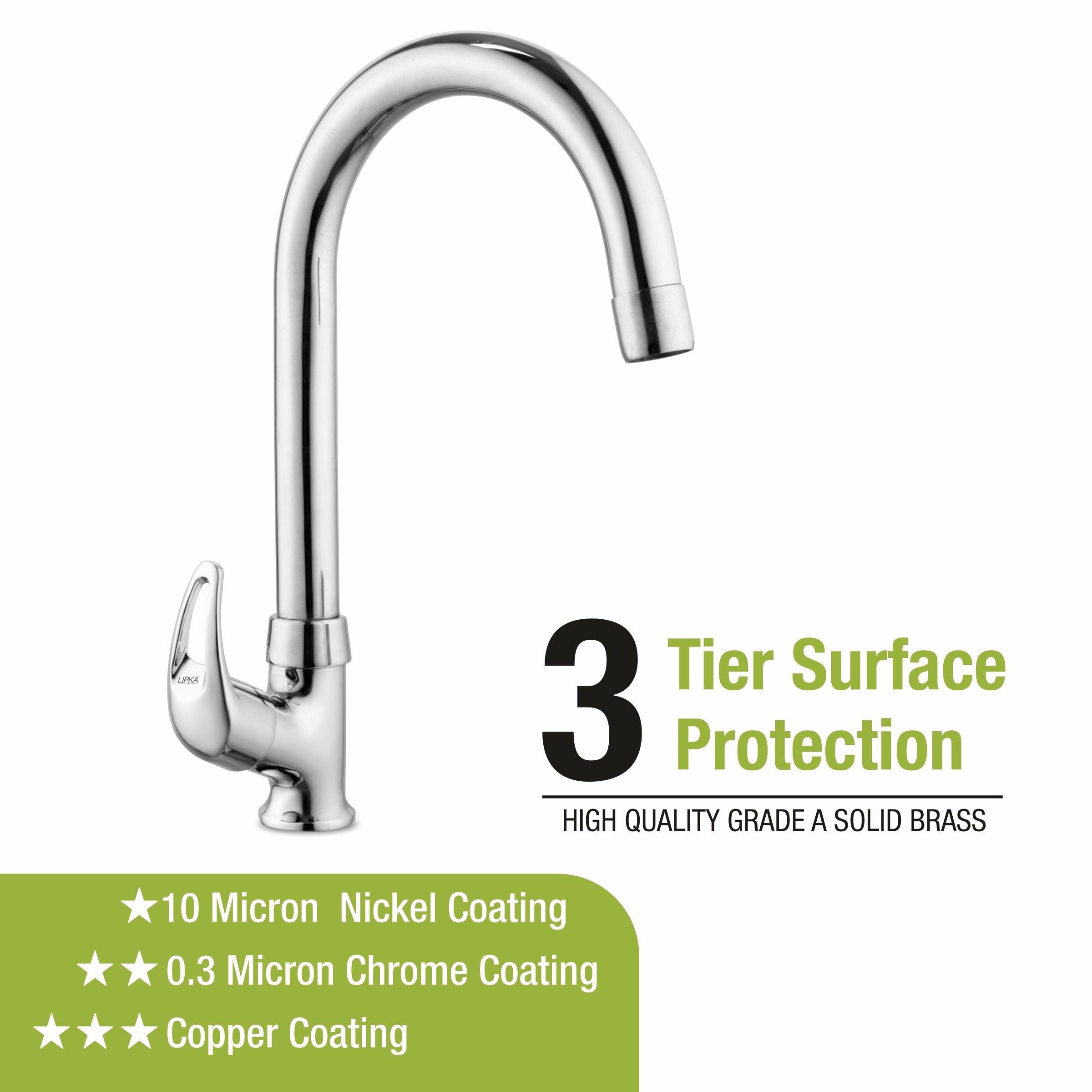 Pixel Swan Neck Brass Faucet with Round Swivel Spout (15 Inches) - LIPKA - Lipka Home