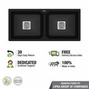 Black Quartz Double Bowl Kitchen Sink (37 x 18 x 9 Inches) - LIPKA - Lipka Home