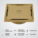 Yellow Exclusive Square Floor Drain in Yellow Gold PVD Coating (5 x 5 Inches) with Cockroach Trap - LIPKA - Lipka Home