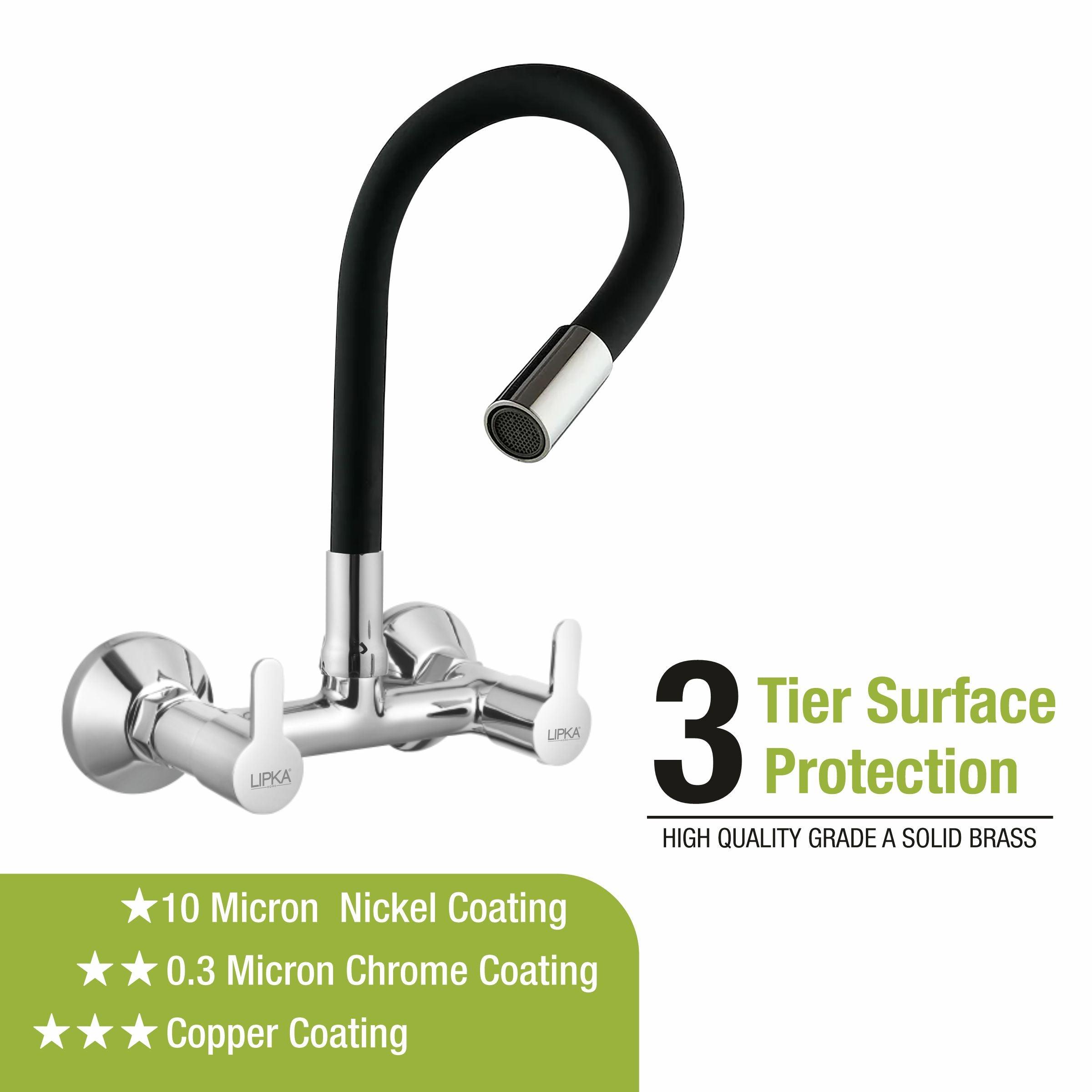 Fusion Sink Mixer Brass Faucet with Flexible Silicone Spout (Black) - LIPKA - Lipka Home