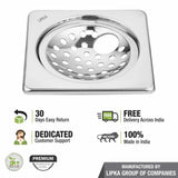 EON Square Floor Drain (5 x 5 Inches) with Hole - LIPKA