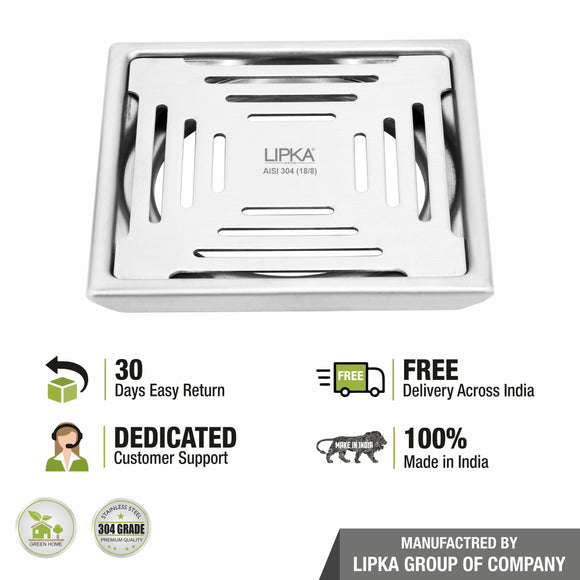 Green Exclusive Square Floor Drain (6 x 6 Inches) - LIPKA - Lipka Home