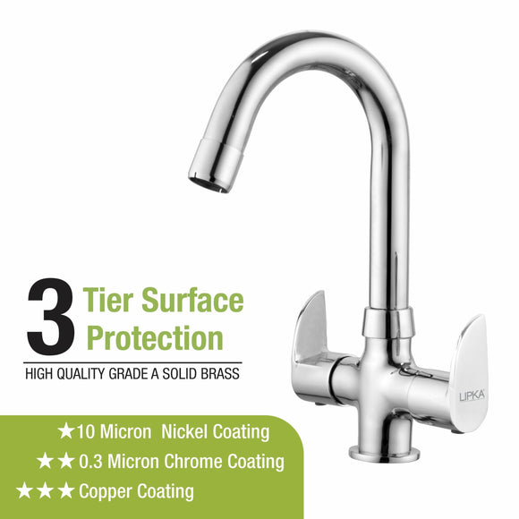 Arise Centre Hole Basin Mixer Brass Faucet with Round Swivel Spout (12 Inches) - LIPKA - Lipka Home