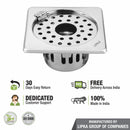 Square Floor Drain (5 x 5 Inches) with Hinge, Hole and Cockroach Trap - LIPKA - Lipka Home