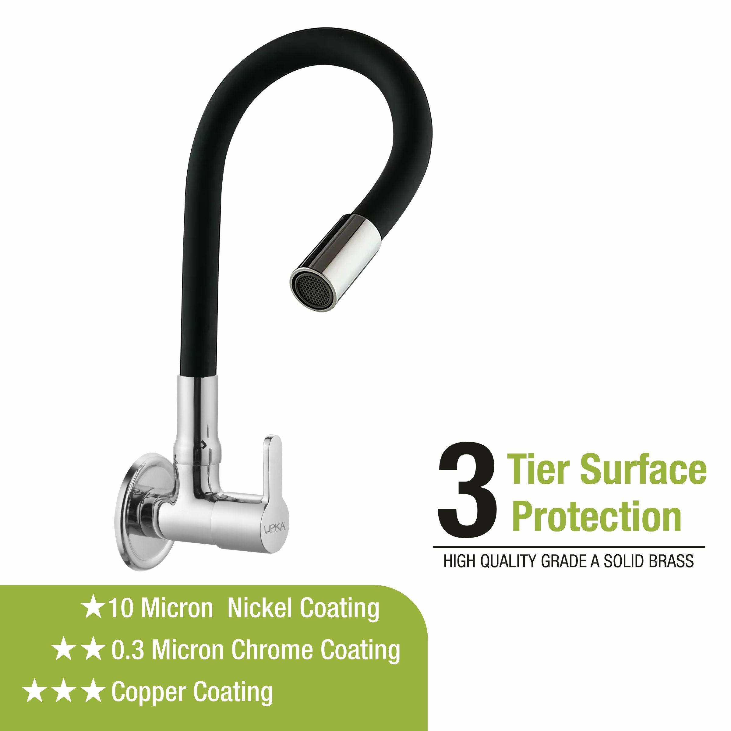 Fusion Swan Neck Brass Faucet with Flexible Silicone Spout (Black) - LIPKA - Lipka Home
