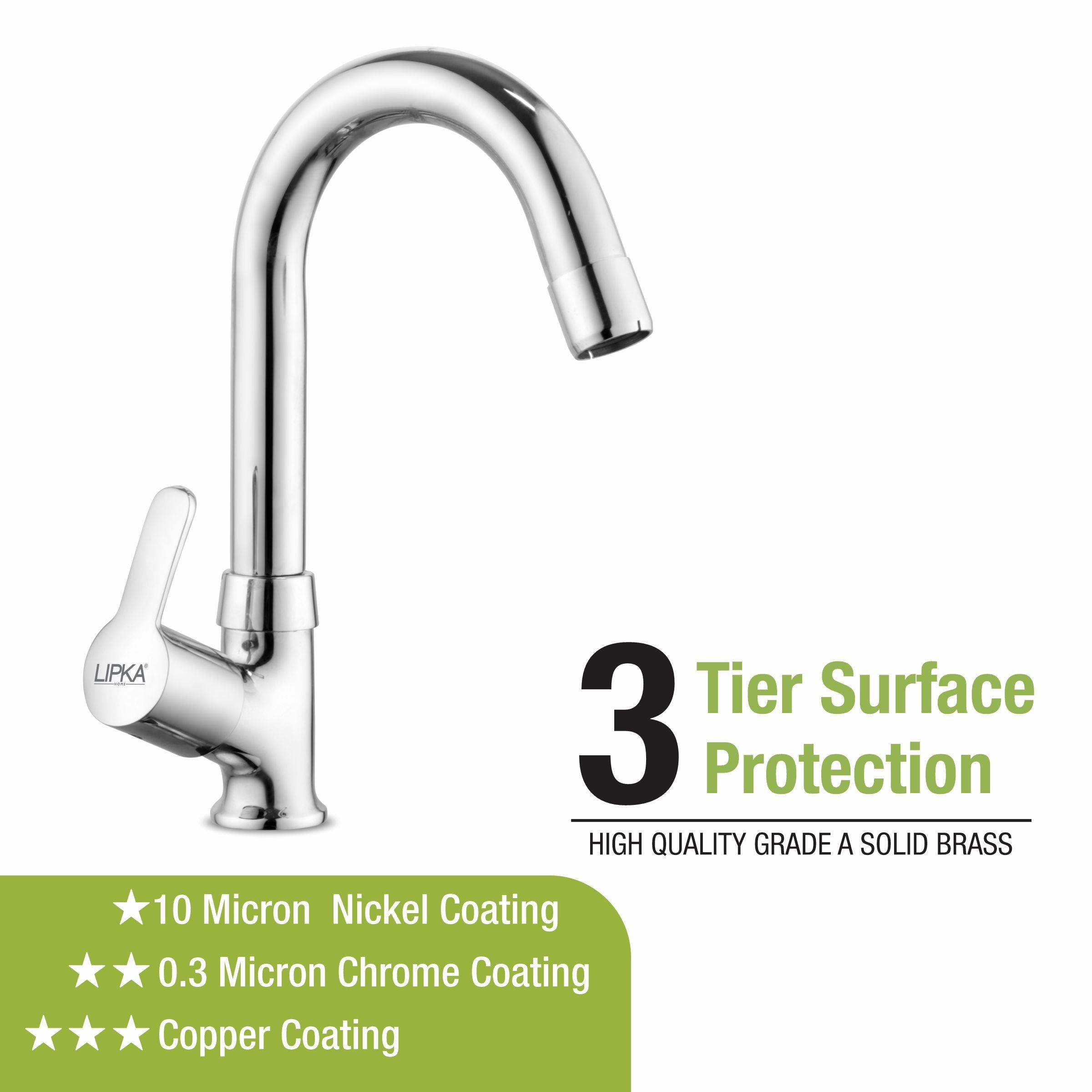 Frenk Swan Neck Brass Faucet with Round Swivel Spout (12 Inches) - LIPKA - Lipka Home