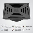 Green Exclusive Square Floor Drain in Black PVD Coating (5 x 5 Inches) with Cockroach Trap - LIPKA - Lipka Home