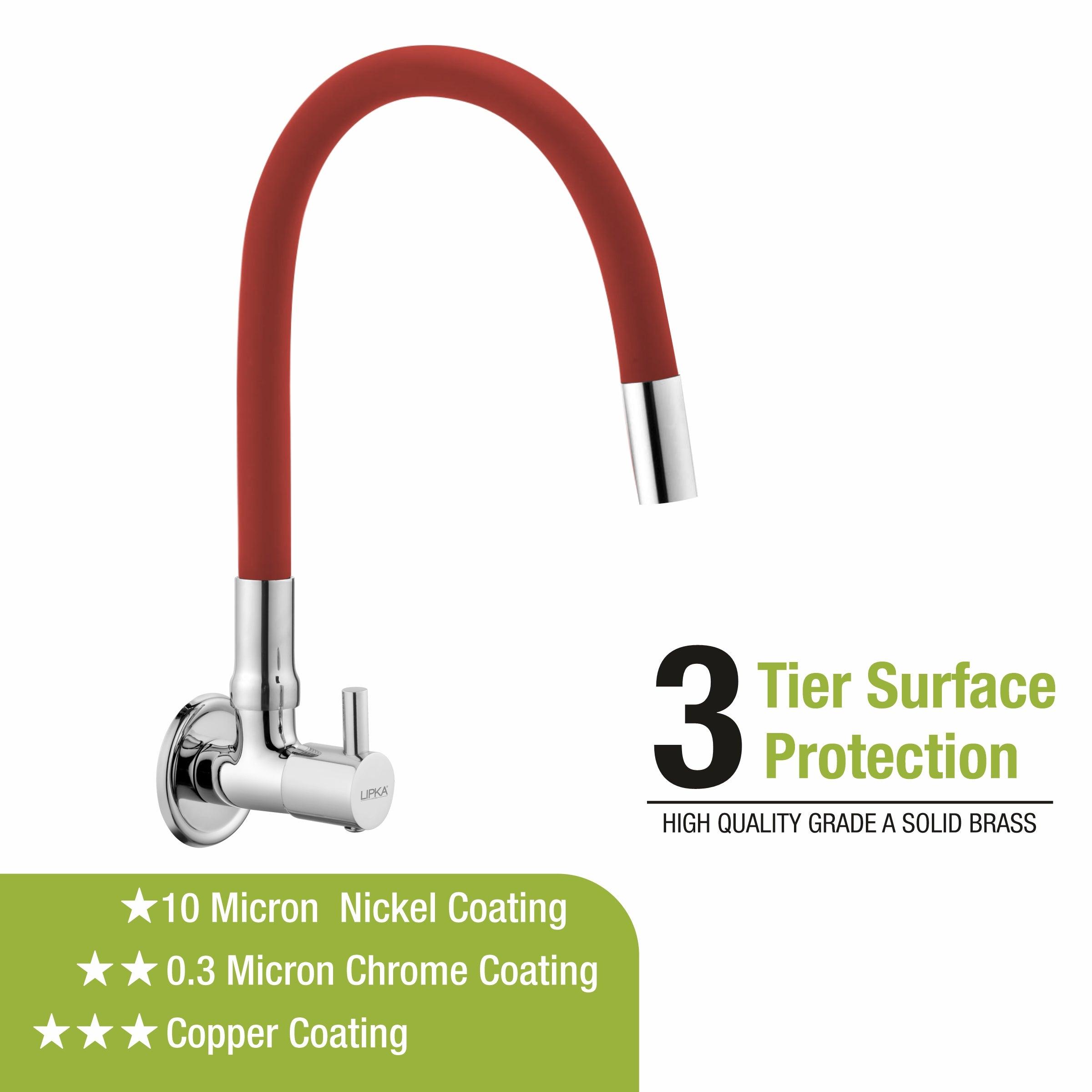 Kyron Sink Tap Brass Faucet with Flexible Silicone Spout (Red) - LIPKA - Lipka Home