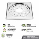 Eon Square Floor Drain with Plain Jali and Hole (5 x 5 Inches) - LIPKA - Lipka Home