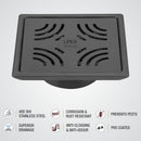 Purple Exclusive Square Floor Drain in Black PVD Coating (6 x 6 Inches) with Cockroach Trap - LIPKA - Lipka Home