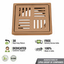 Pink Exclusive Square Floor Drain in Antique Copper PVD Coating (6 x 6 Inches) - LIPKA - Lipka Home