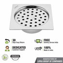 Super Sleek Square Flat Cut Floor Drain (5 x 5 Inches) with Cockroach Trap - LIPKA - Lipka Home